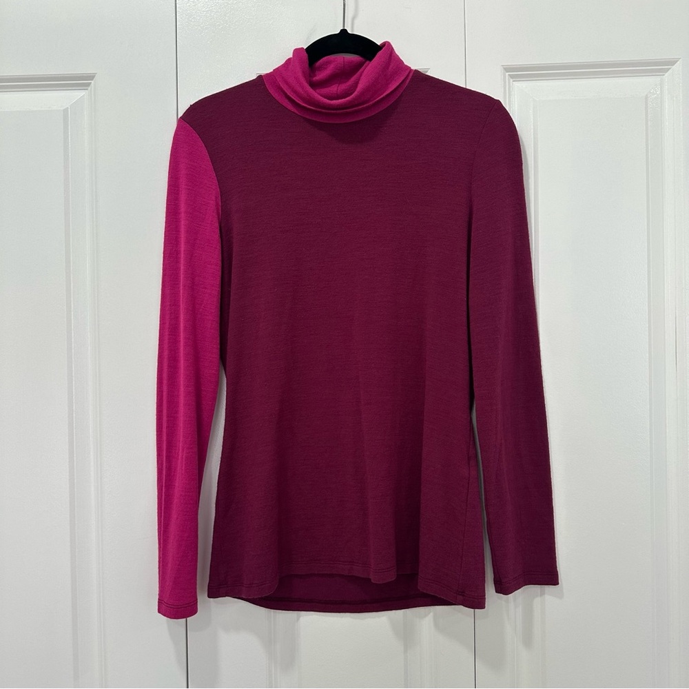 Colorblocked Pink Turtleneck Sweater